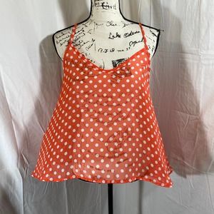 Paper Crane V-Neck Spaghetti Strap Polka Dot Cami Sz L